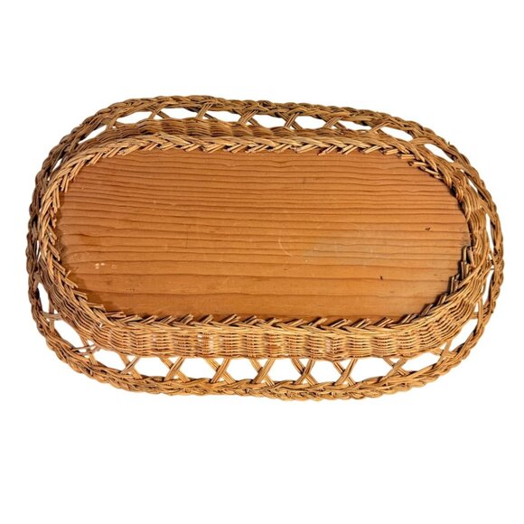 Mexican Tropical Bird Wicker Tray Folk Art Decorative Artisan Hand Painted VTG - Picture 2 of 16